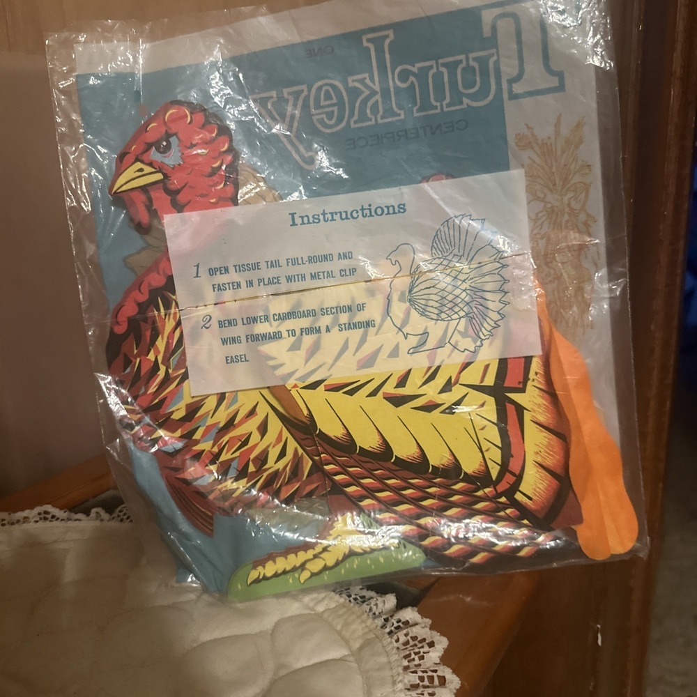 Vintage Set Of Thanksgiving Decoration Honeycomb Die-Cut Turkey 1 Lg 2 Md 4 Sml - Picture 4 of 13